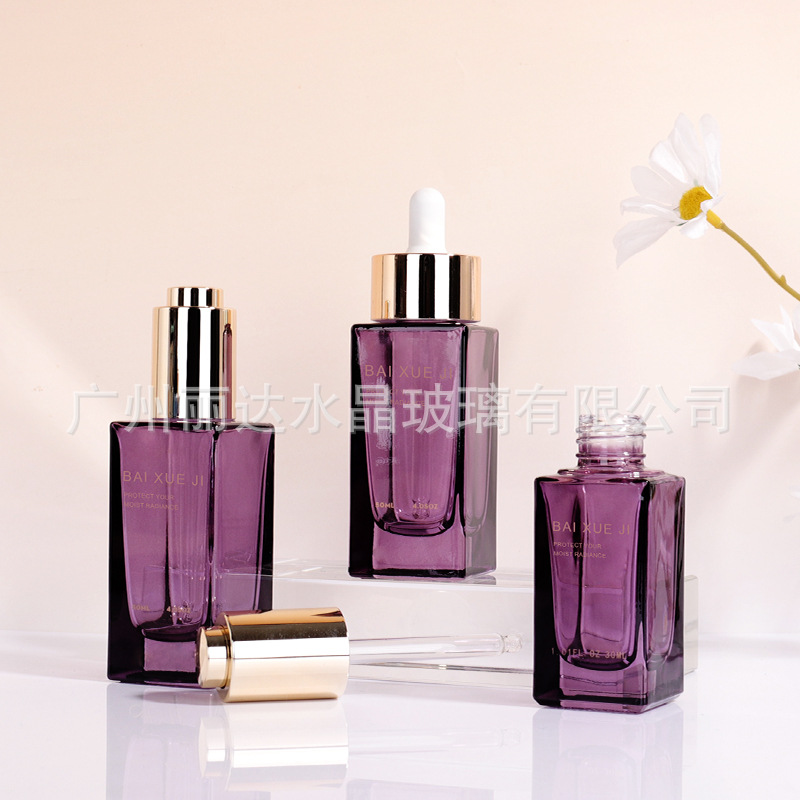 现货10ml基础精油小样滴管分装按压泵玻璃瓶30ml高端精华原液瓶