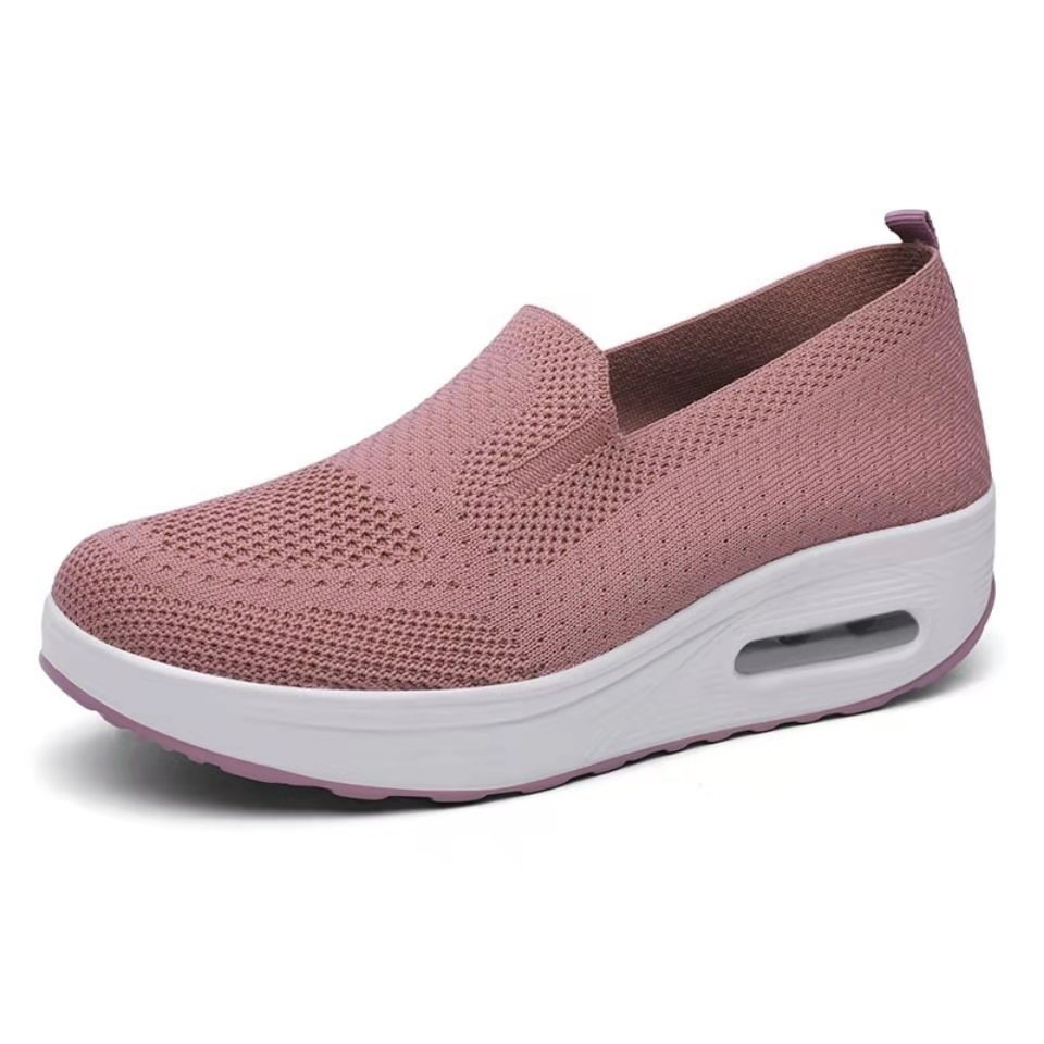 Zapatos de mecedora para mujer nuevos zapatos de cojín de aire de plataforma deslizante de estilo japonés zapatos de baile de moda zapatos de mujer tejidos de vuelo cómodos de fondo suave