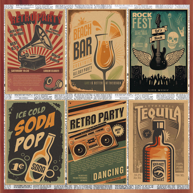 Bar Cafe Music Poster Retro Kraft Paper Personality Decoration Wall Painting Mural 212 Bar Cafe Music Poster Retro Kraft Paper Personality Decoration Wall Painting Mural 212
