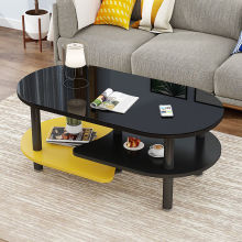 北欧茶几小户型客厅简约现代钢化玻璃阳台椭圆形茶几桌电视柜组合