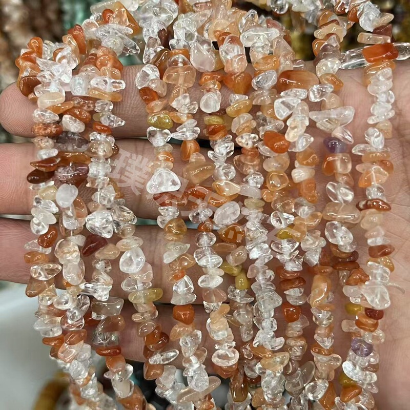 3-5mm天然水晶原石碎石打孔随形石消磁石散珠DIY饰品配件厂家批发|undefined