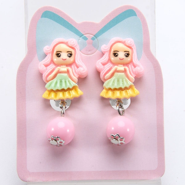 Pink small princess costume, ear clips, 1 pair