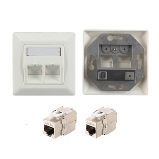 CAT6A德式欧式网络面板80*80模块面板双孔模块化墙壁信息面板
