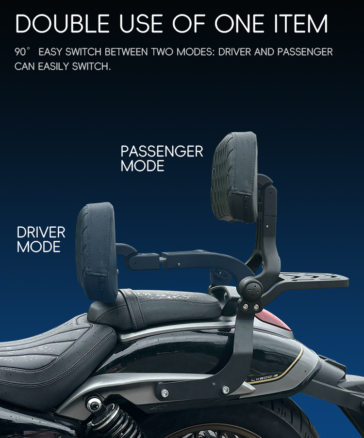 Motorcycle folding backrest for Graystone 250CVT, Flash 250V/300, and Wuxi CU625; foldable rack modification parts