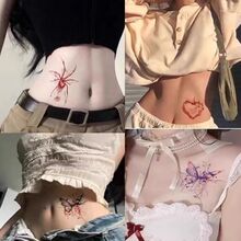 暗黑血色蝴蝶纹身贴防水持久锁骨贴纸胸前学生ins辣妹甜酷