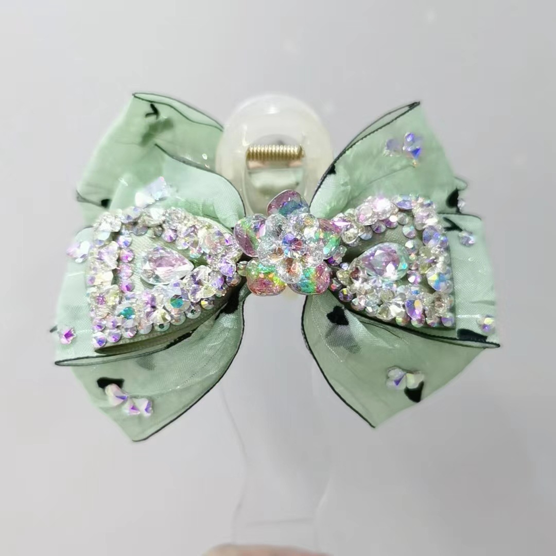 Women's Lady Sweet Korean Style Flower Bow Knot Cloth Bowknot Inlay Rhinestones Hair Claws display picture 1