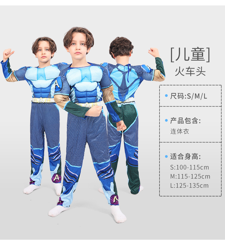 Traje de Músculos para Niños de Capitán América, Iron Man, Superman, Spiderman y Optimus para Halloween