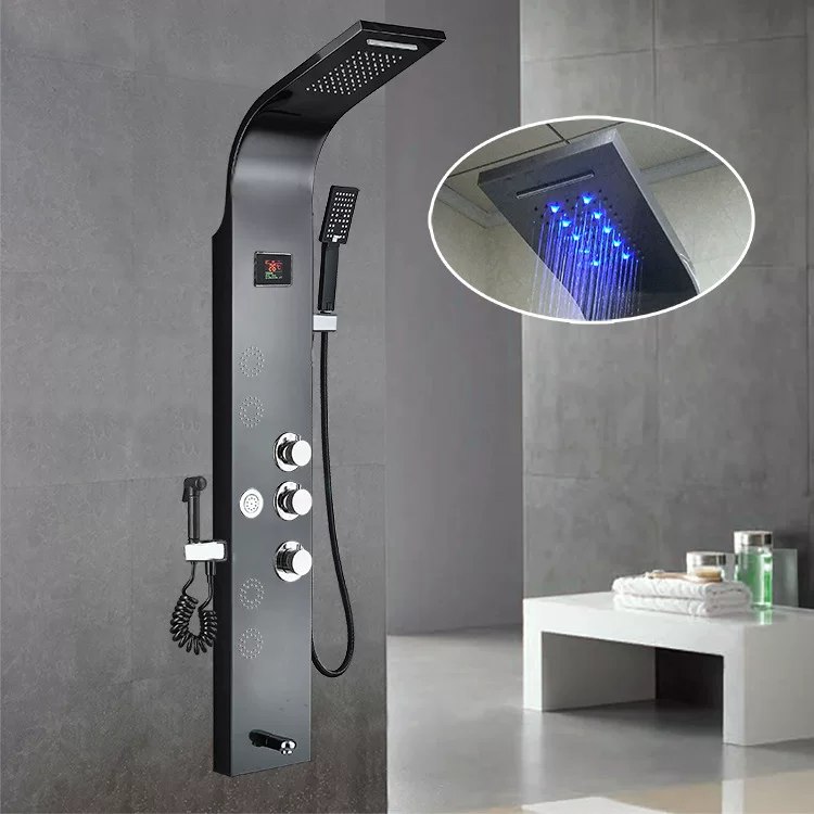 Температура отображается LED Шесть режимов ЖЕНСКАЯ мытье распылительная пистолет для животных купание 304 нержавеющая сталь Душевая экран Hengmo -Душ Душ