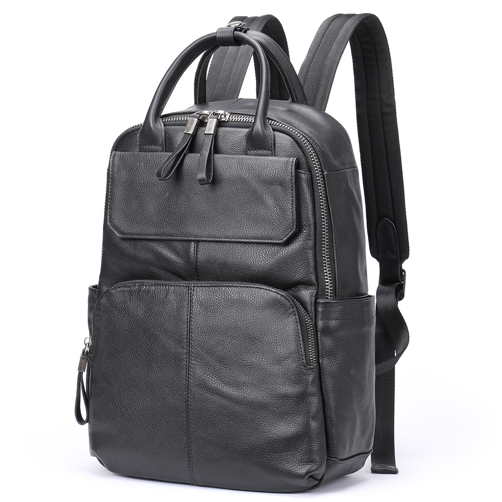 Ba lô da nam cao cấp phong cách đơn giản, chứa laptop 15 inch, dây đeo chắc chắn — 816-đen, 816-nâu, 816-đen-plus, 816-cà phê-plus