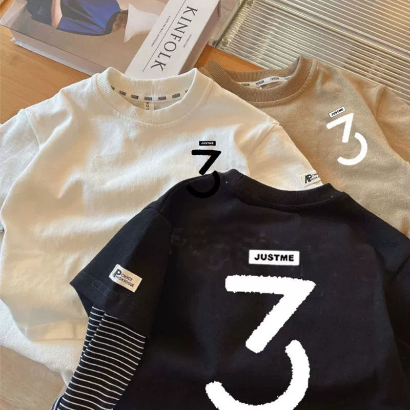 Футболка для мальчиков, тонкая хлопковая длинный рукав, базовый комплект для тела, детская одежда, корейский стиль