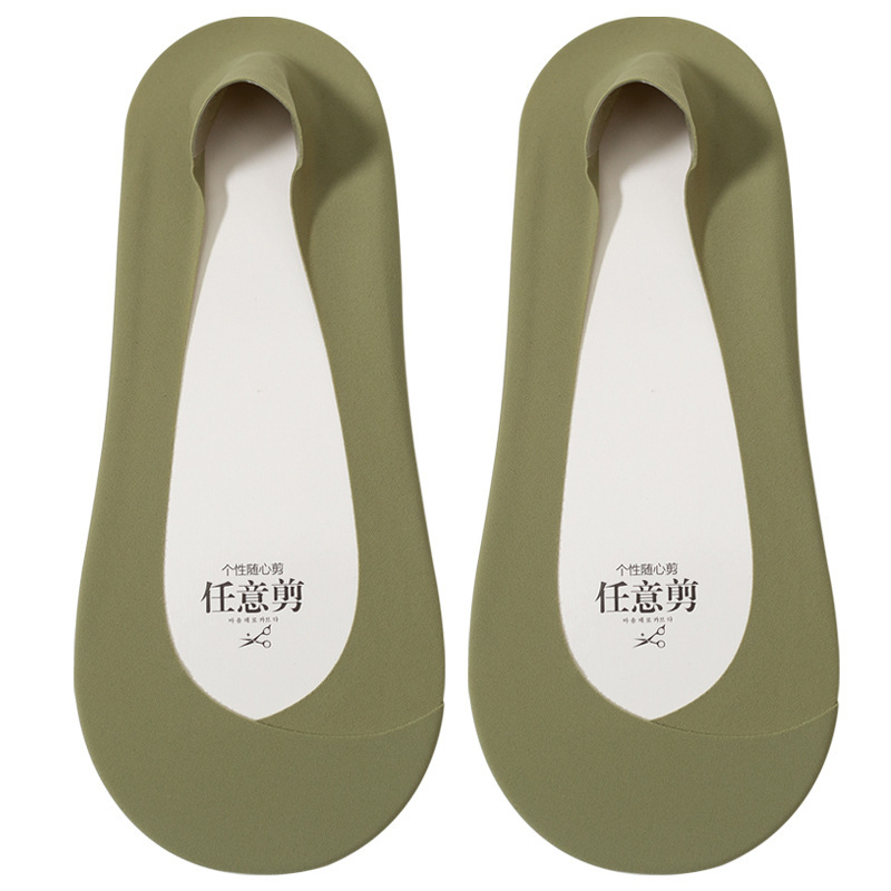 Calcetines Zhuji Calcetines de barco antideslizantes para mujer Calcetines de invisibilidad de fondo de algodón antibacteriano transpirable de primavera y verano para mujer Calcetines de mujer