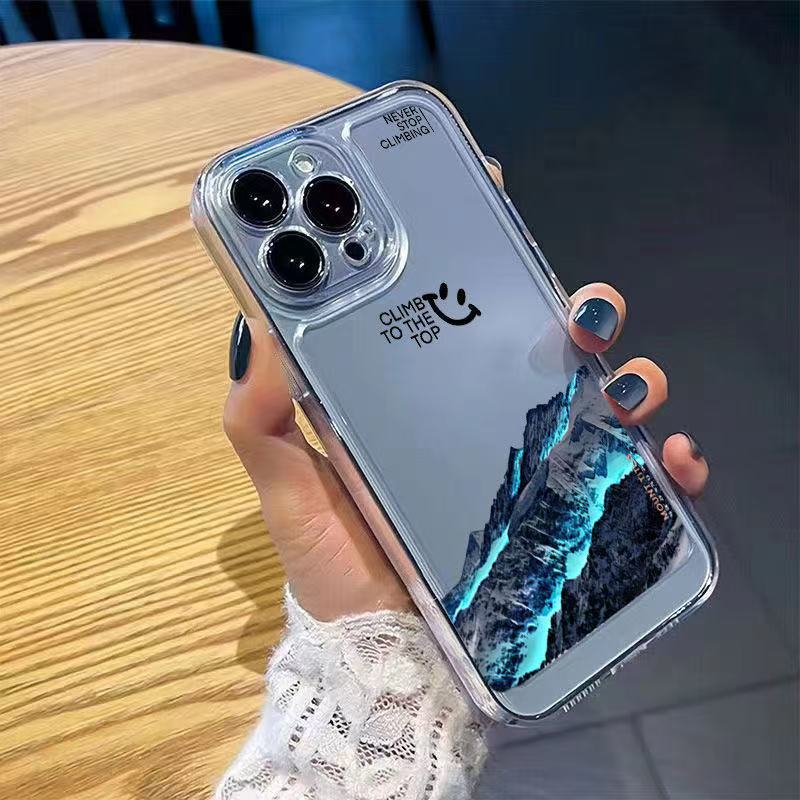 Funda para teléfono Blue Mountains compatible con Apple 17 Pro Max, a prueba de golpes, transparente para iPhone 16, estilo europeo y americano para 15, cobertura total para 14, 13