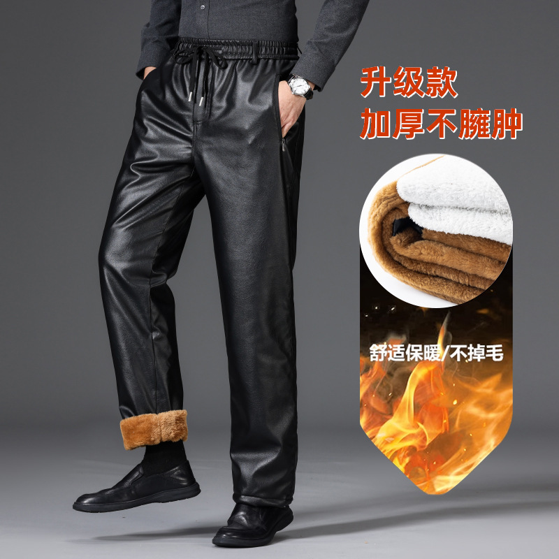 New winter fleece-lined leather pants, three-layer fleece-lined thickened warm pants, exclusive clothing for motorcycle riders New winter fleece-lined leather pants, three-layer fleece-lined thickened warm pants, exclusive clothing for motorcycle riders