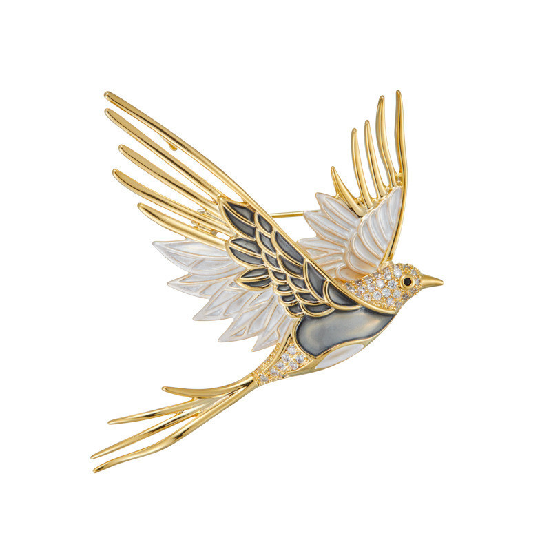 New Hot-Selling Enamel Bird Brooch, Light Luxury, High-End, Elegant and Exquisite Corsage, Personalized Pin to Prevent Exposure