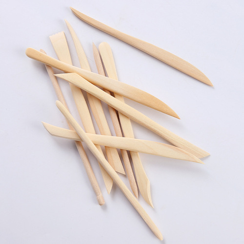 Pottery tools wooden 10-piece set slim-limbed clay sculpture knife children's handmade diy pottery clay filling soil kneading carving knife repairing knife