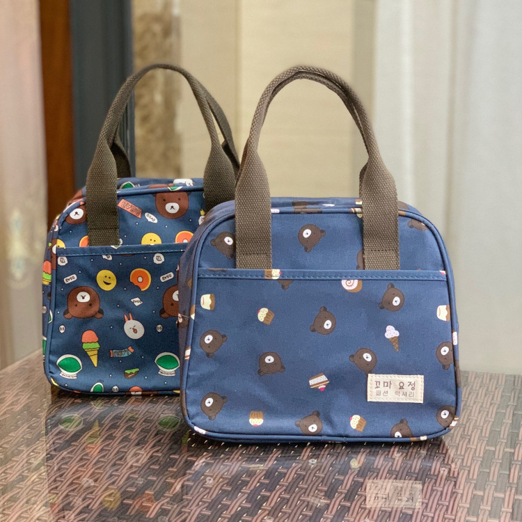 New Casual Korean Fabric Waterproof and Oil-proof Portable Multi-layer Lunch Box Bag Lunch Bag Portable Women's Bag Mother Bag