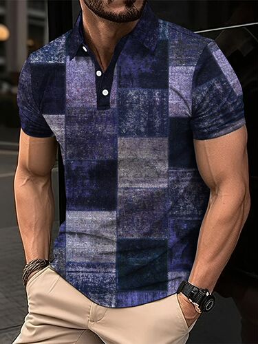 Cross-border TEMU best-selling summer retro American-style comfortable plus-size 3D digital print wholesale stand-up collar men's POLO shirt
