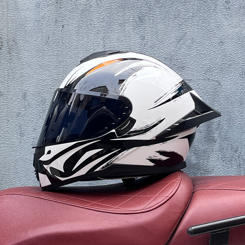 Casco integral transfronterizo DOT de la versión mejorada de LVS con doble lente para hombres, casco de seguridad universal para todas las estaciones para motociclistas femeninas, casco de motocicleta con doble lente.