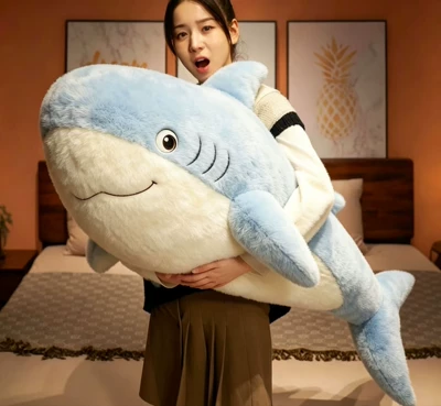 Amazon Shark Pillow Plush Toy Shark Doll Simulation Sleeping Doll Sofa Cushion (Oyuncaq yastıqlar) - soft-cute-big-eyed-blue-shark-doll-80cm-about-085kg