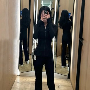 Black Camping Style Sun Protection Clothing for Women 2025 Yoga Clothing Summer Ice Silk Women's Suit Hooded Jacket Thin Breathable Sun Protection