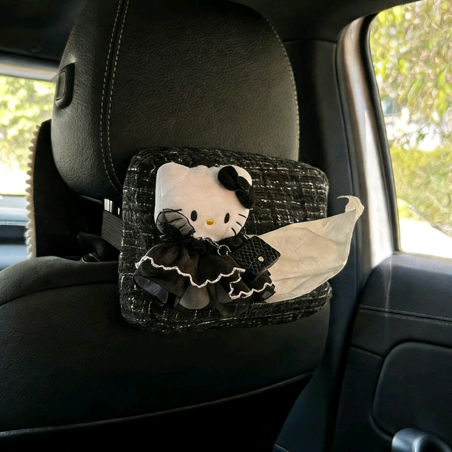 High-End Gift Dress Kt Cat Car Interior Hanging Doll Toy Female Car Tissue Box Tissue Holder Car Tissue Hanging Bag