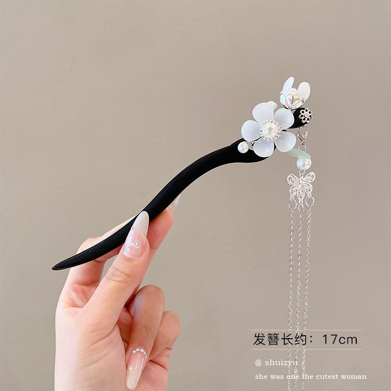 Pinzas de cabello de madera de madera negra chinesa Cheongsam nuevo estilo chino pinzas de cabello de mujer detrás del cerebro pinzas antiguo estilo moderno simple tocado