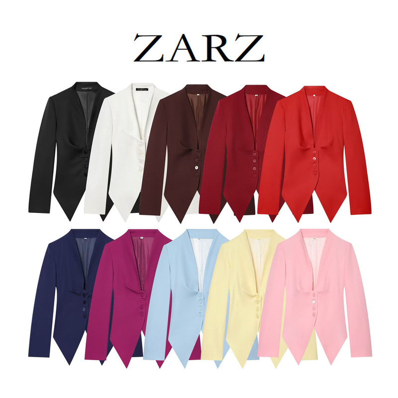Zarz Self-Made European and American Style New Women's Fashion Slim-Fit Slimming Blazer with Long Sleeves, Stylish and Elegant