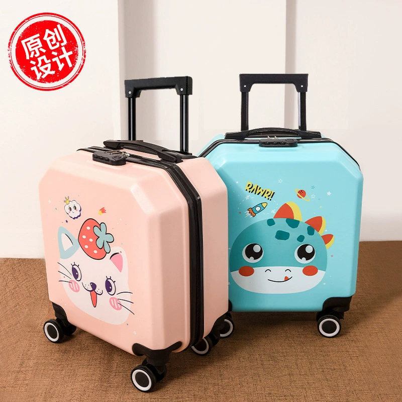Детский чемодан-тележка, чемодан с кодовым замком для школьников с индивидуальным логотипом, чемодан для ручной клади 18inch размера, женский маленький дорожный чемодан-тележка