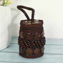 女包椰壳包 女包 江湖小钱包 斜跨包 椰壳包包椰子壳串珠编织包