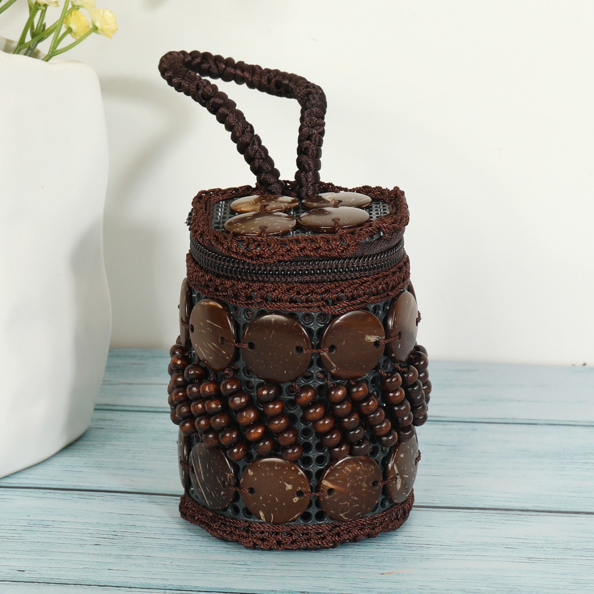 女包椰壳包 女包 江湖小钱包 斜跨包 椰壳包包椰子壳串珠编织包