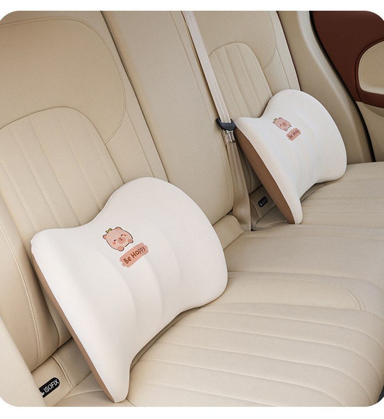 Memory foam car headrest lumbar support khaki Barra car pillow comfortable breathable Ice Silk universal car neck pillow