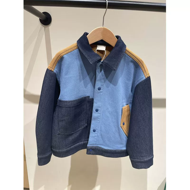 Весенняя куртка для мальчиков, детская синяя рубашка, западный стиль, для тинейджеров