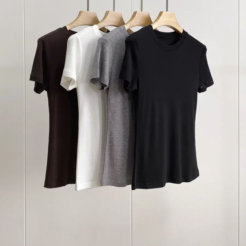 Baby Skin-Friendly Lyocell Tencel Wool 18-Gauge Craftsmanship~Slim Fit Versatile Round Neck Short-Sleeve T-Shirt for Women, Summer 2026