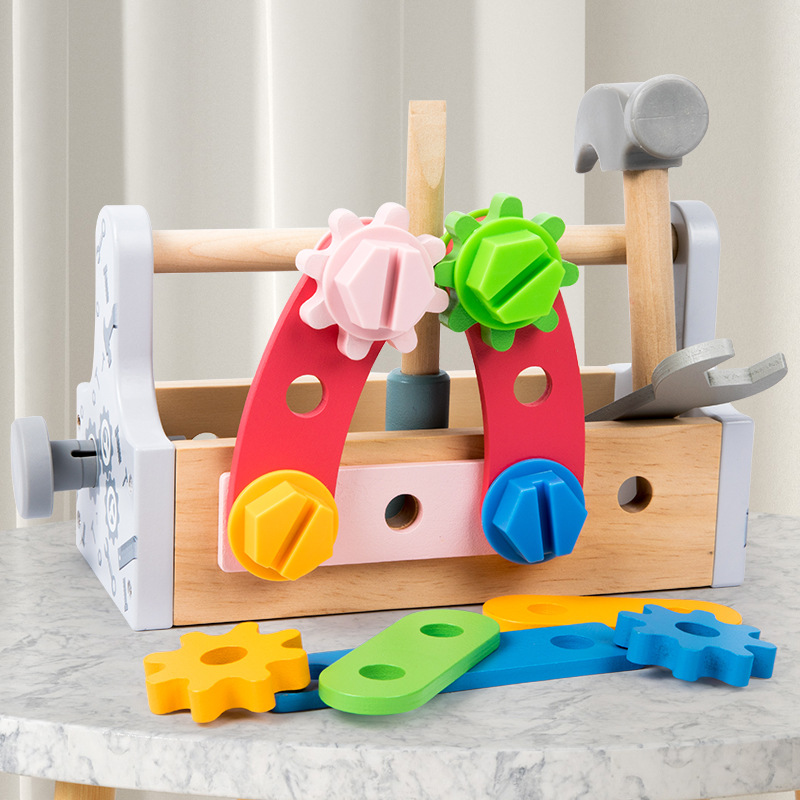 Niños educativos Caja de Herramientas reparación madera tornillo giro tuerca desmontaje portátil herramienta Mesa bebé niños juguetes educativos