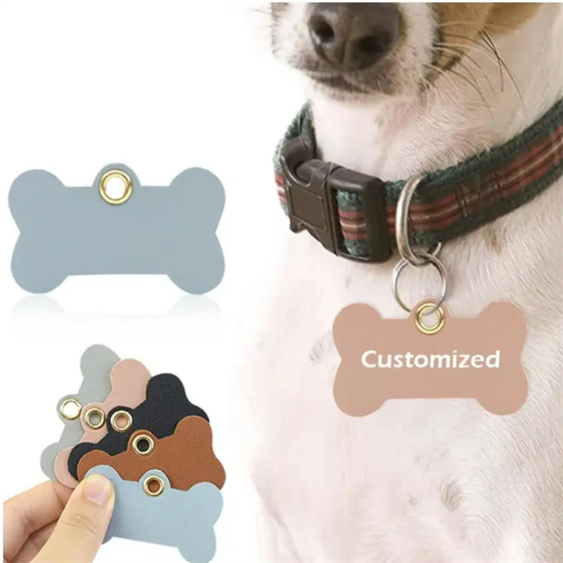 スポットソリッドカラーの空白の犬タグペット猫と犬の名前タグ紛失防止PUレザーペンダント|undefined