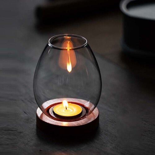 Japanese glass candlestick creative ornaments candle romantic home Zen retro aromatherapy windproof table cover desktop decoration