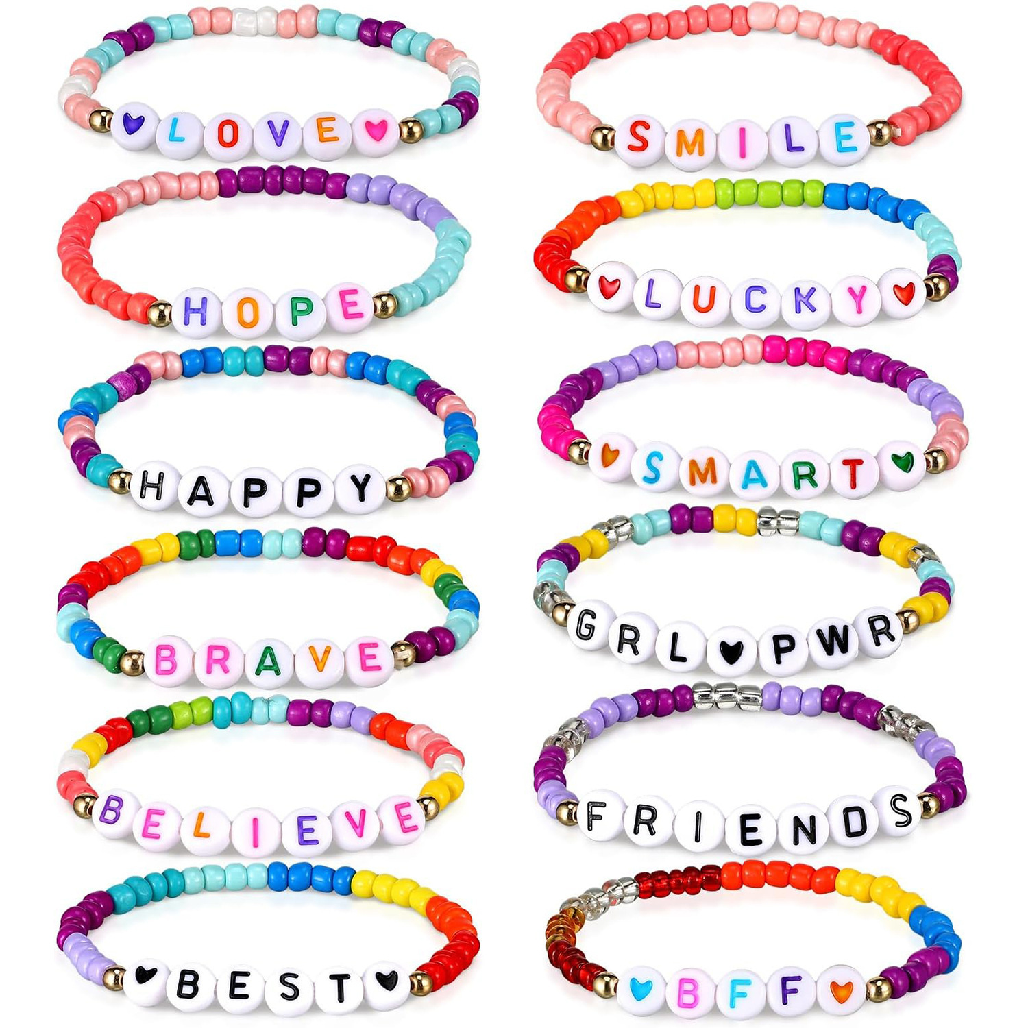 European and American Amazon Explosive Rice Beads Letter Bracelet suit Glass Rice Beads Colorful Letter Bracelet suit