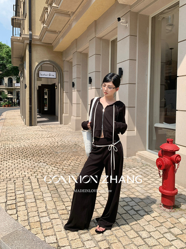 CZ ZHANG秋学院风减龄卫衣女短款修身韩版修身运动短外套 B37338|undefined