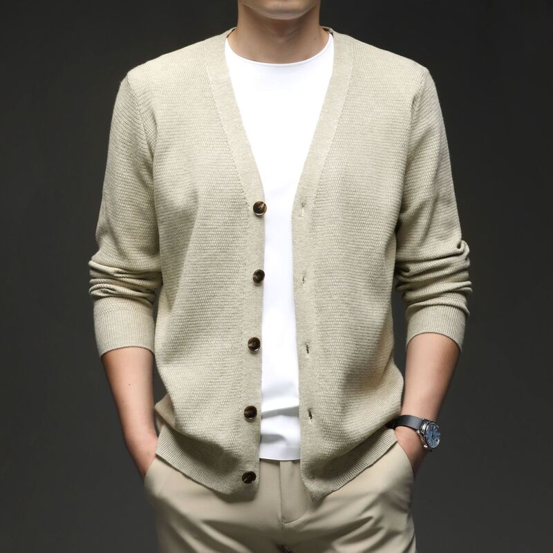 Live Cross-Border Spring and Autumn Casual Jacket Men's Thick Sweater Coat Trendy Brand Outerwear Men's Knitted Cardigan