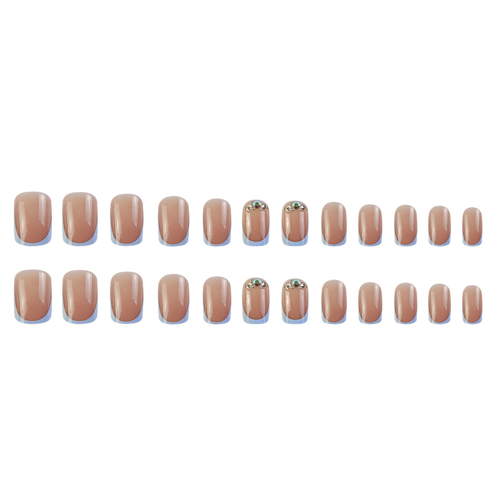 Azul de mar francés tridimensional diamante usar uñas ins comercio exterior verano manicure blanqueamiento 24 piezas de parche de uñas lote mixto