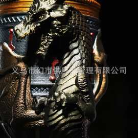 跨境立体龙纹奇幻高脚杯 暗黑史诗风金属质感饮水杯