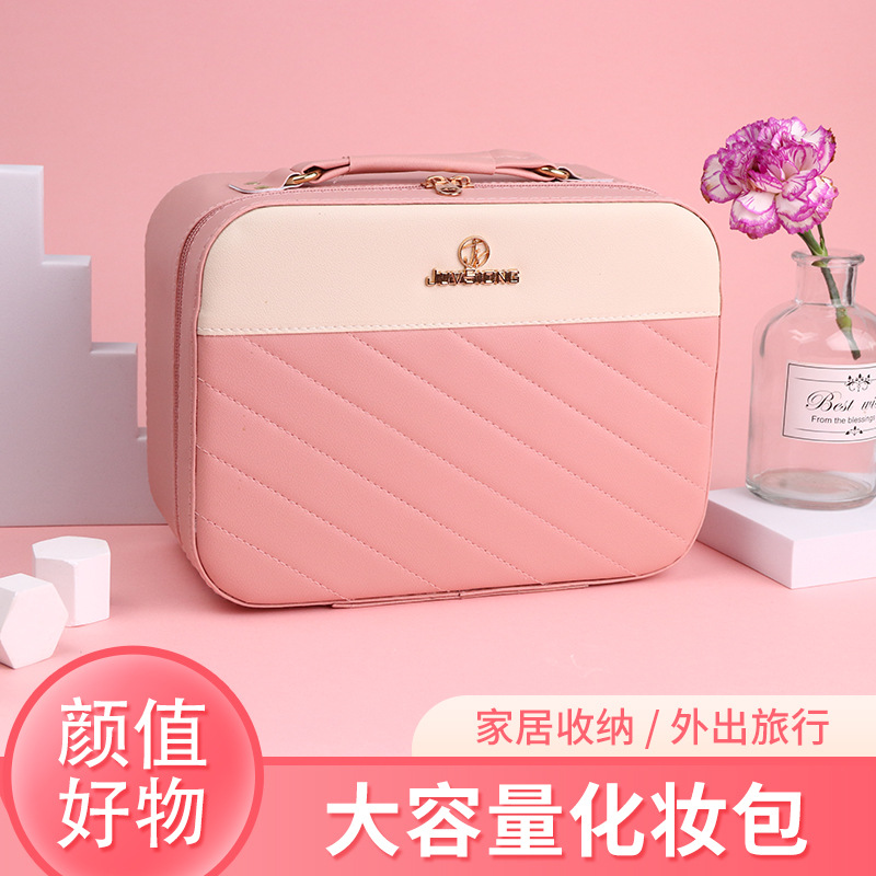 OEM OBM cajas de maquillaje femeninas de gran capacidad PU caja de almacenamiento impermeable maleta de gran capacidad tamaño personalizado LOGO