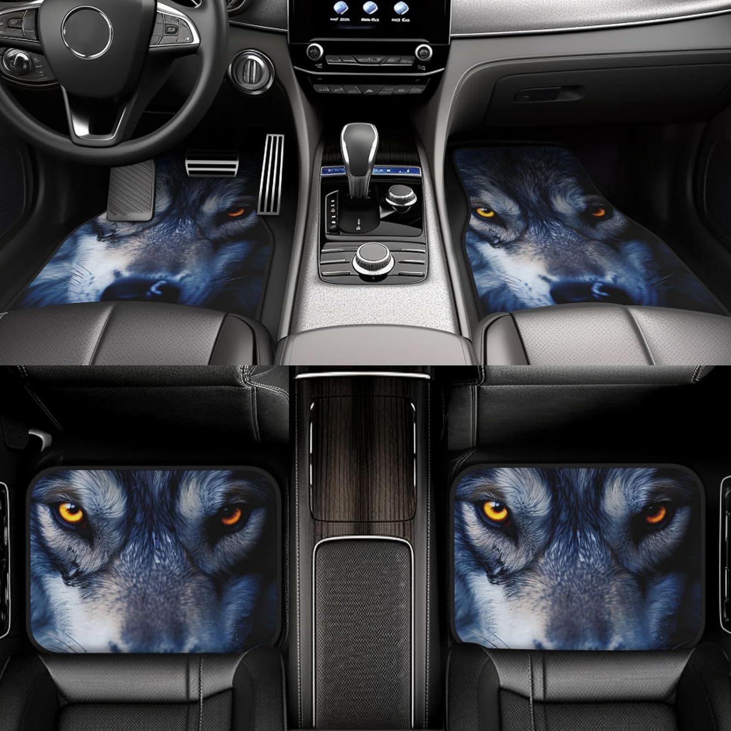 TEMU Wolf King Collection Car Mat Four-piece Set Dirt-resistant, Wear-resistant and Easy-to-clean Car Universal Mat Cross-border Hair