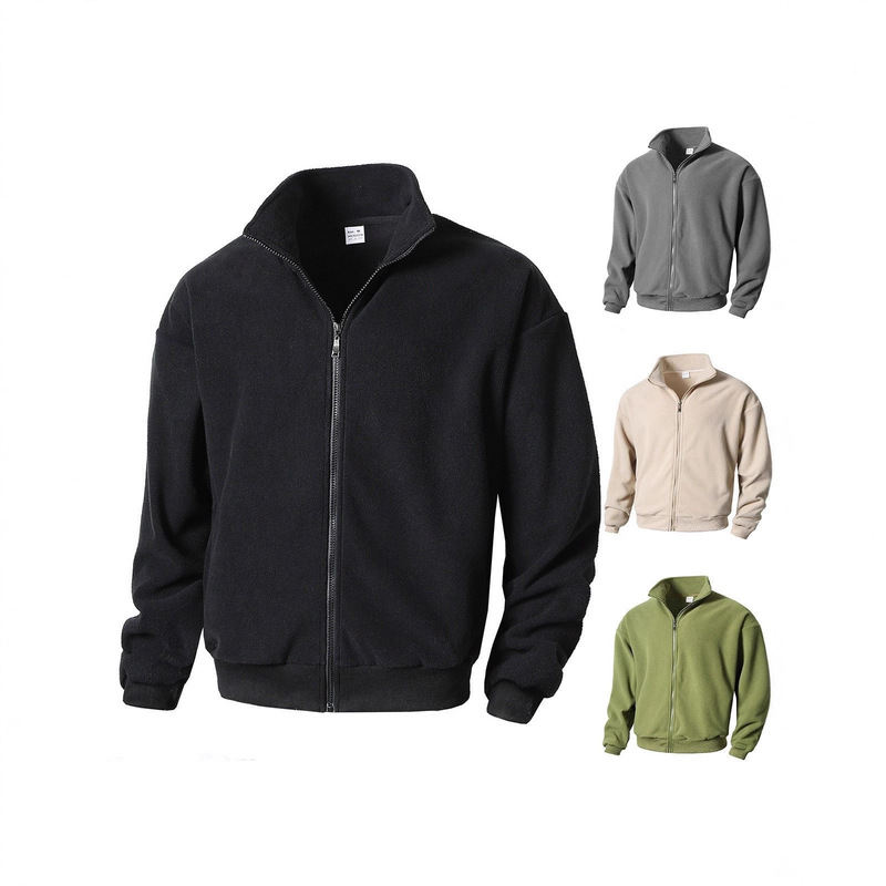 Cross-Border Amazon New Men's Casual Sweatshirt Autumn and Winter Sports Long-Sleeved Zipper Cardigan Stand-Up Collar Jacket