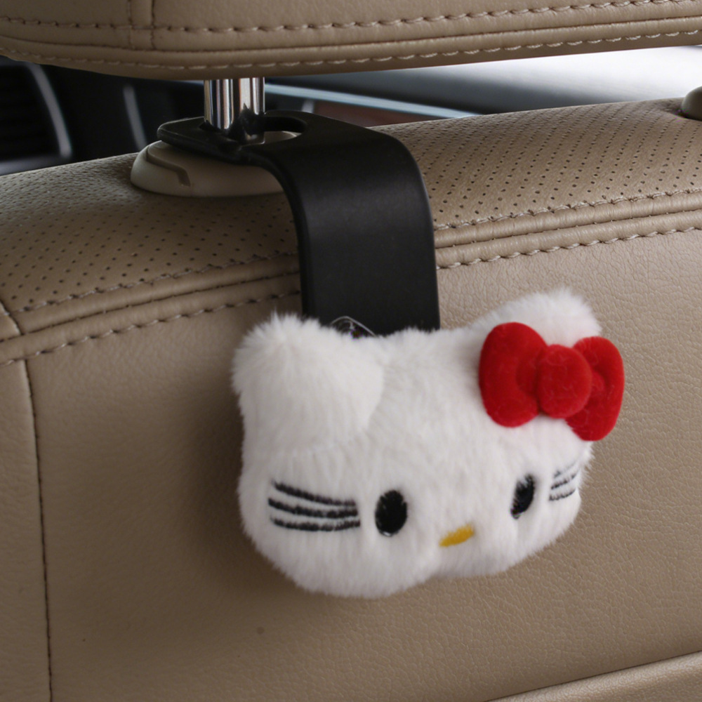 Cute gato KT gancho de automóvil asiento de automóvil almacenamiento multifuncional pequeño gancho de suministros para automóviles para chicas prácticas