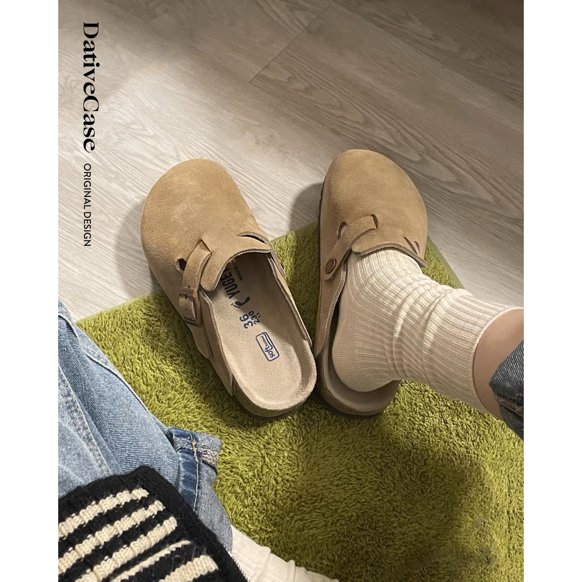 Edición de cuero de vaca de alta calidad ~ cuero suave Bocken zapatillas de suela gruesa para mujeres nuevas zapatillas de verano para mujeres pescar Bocken medio zapatillas