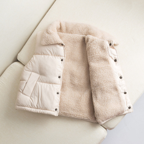 Amazon plus velvet and thickened children's down cotton vest lamb velvet Korean version baby girls boys vest vest SS