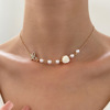 Retro brand necklace, small design zirconium, chain for key bag  from pearl, choker, European style