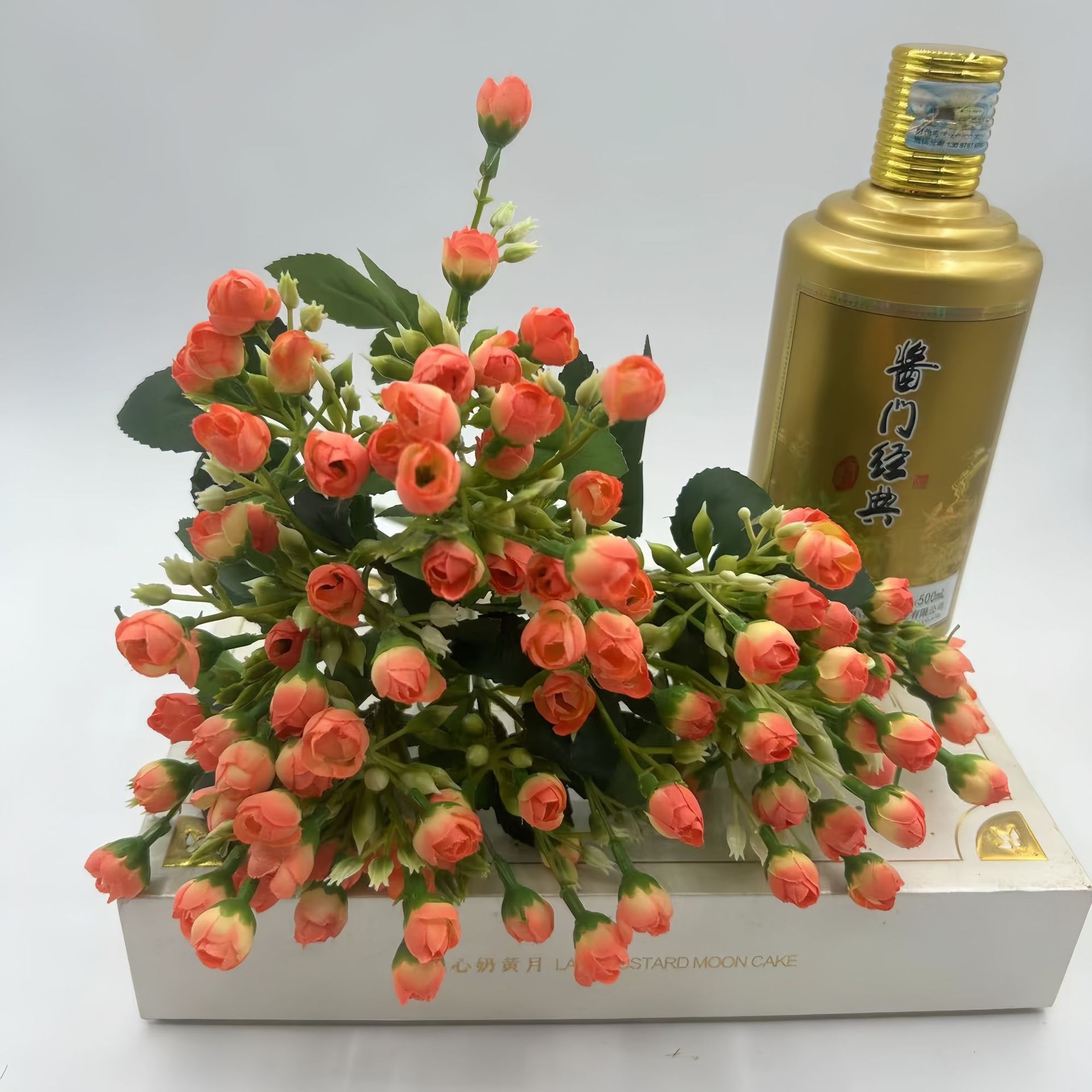 Simulación de un pequeño ramo de flores 5 horquillas 30 flores brotes de flores de Milán artificial simulación de brotes de rosas decoración de boda en el hogar