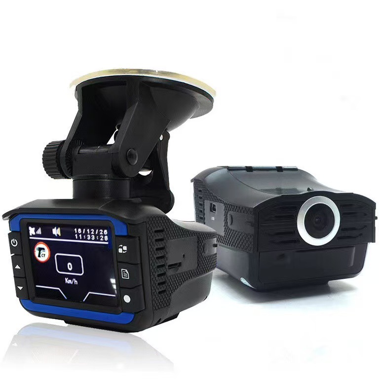 Cross-Border Factory Direct Sales Two-In-One Dashcam Electronic Dog Car-Mounted Radar Speed Detector Bilingual in English and Russian
